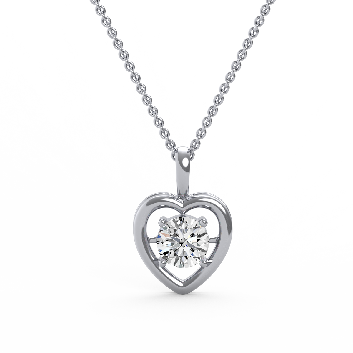 Heart Embrace Round Lab Grown Diamond Pendant  PD-028
