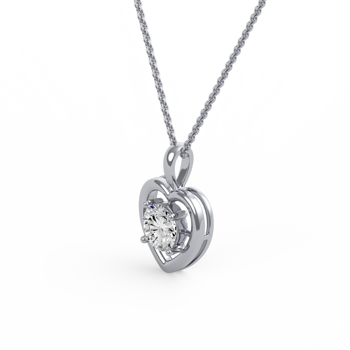 Heart Embrace Round Lab Grown Diamond Pendant  PD-028