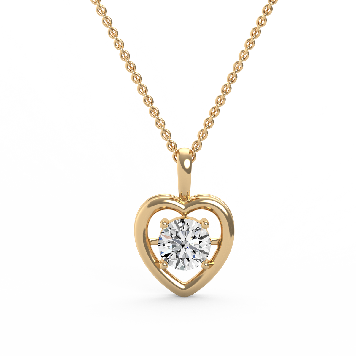 Heart Embrace Round Lab Grown Diamond Pendant  PD-028