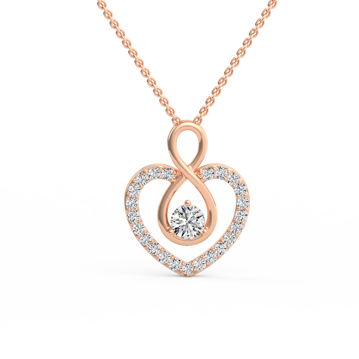 Infinity Heart Shaped Round Lab Grown Diamond Pendant PD-029
