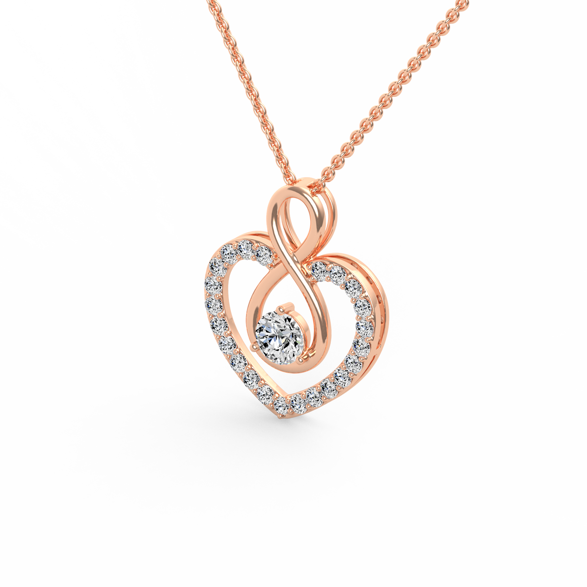 Infinity Heart Shaped Round Lab Grown Diamond Pendant PD-029