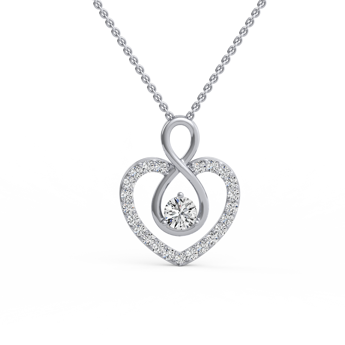 Infinity Heart Shaped Round Lab Grown Diamond Pendant PD-029