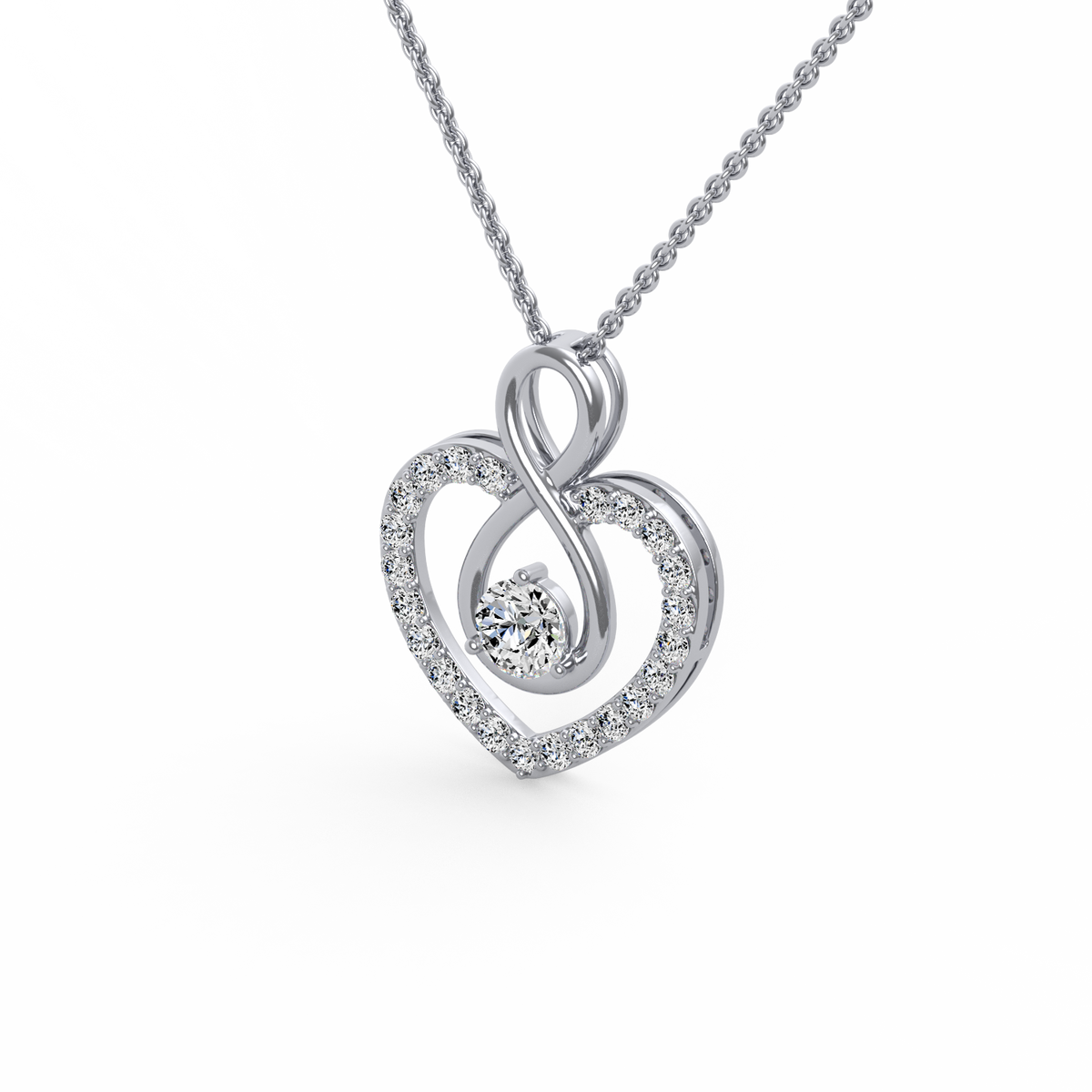 Infinity Heart Shaped Round Lab Grown Diamond Pendant PD-029