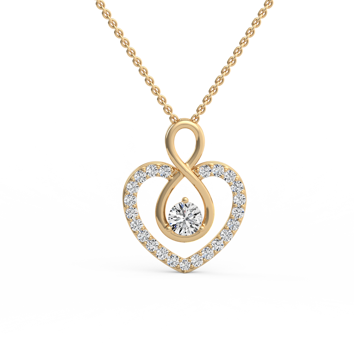 Infinity Heart Shaped Round Lab Grown Diamond Pendant PD-029