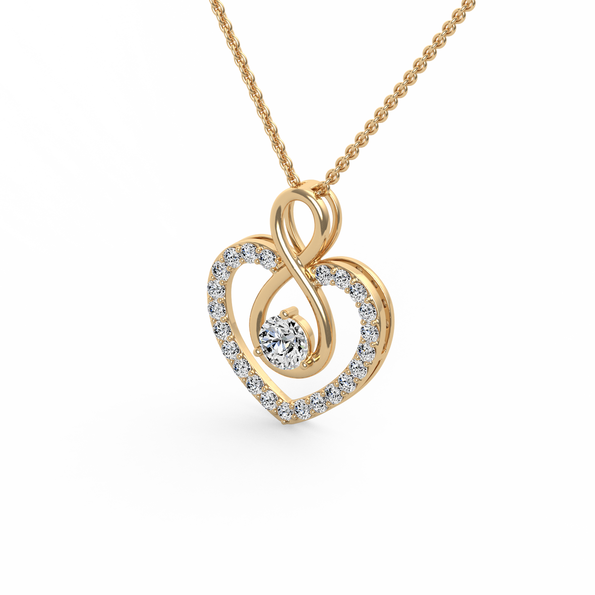 Infinity Heart Shaped Round Lab Grown Diamond Pendant PD-029