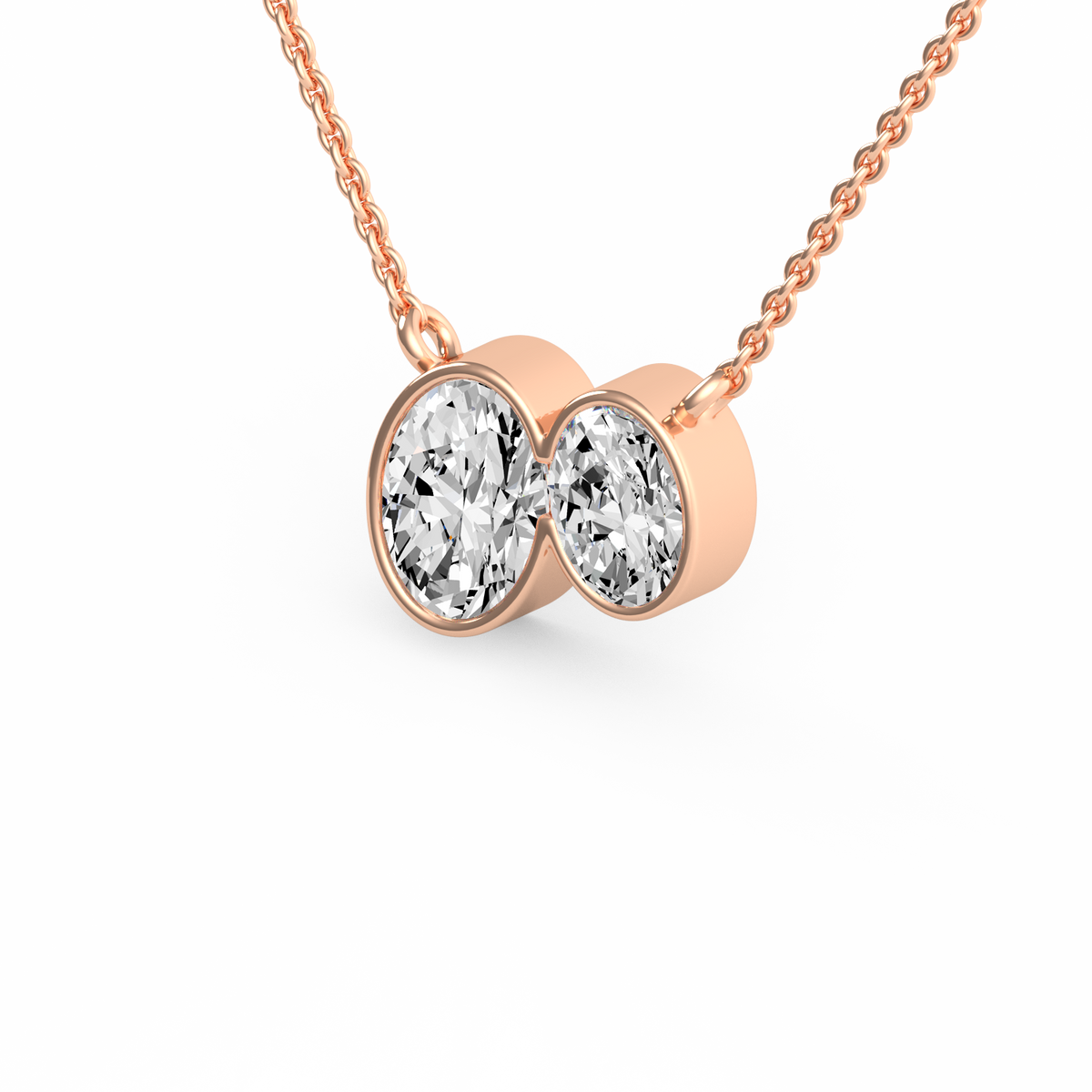 Twin Oval Lab Grown Diamond Pendant  PD-038