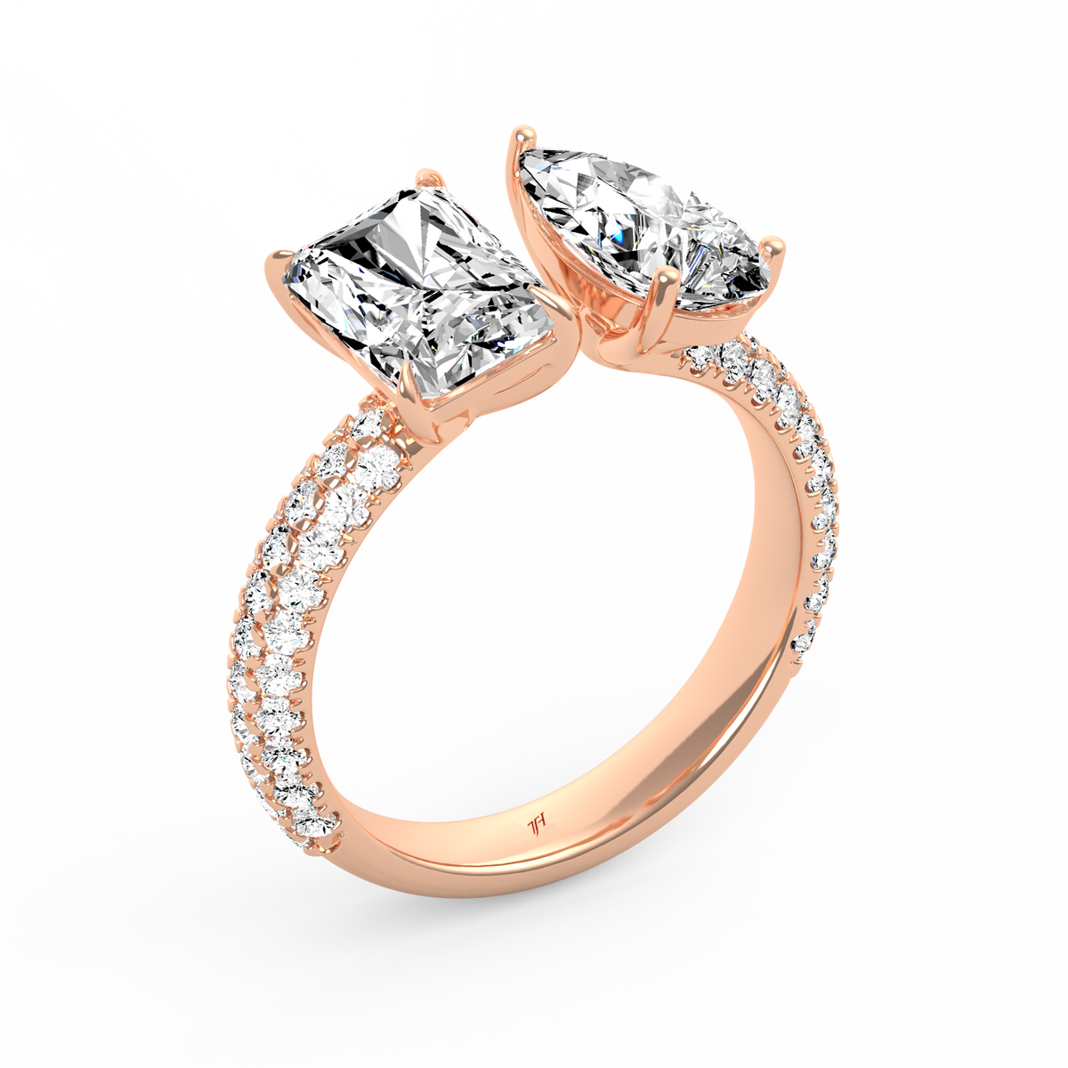 Toi et Moi Emerald & Pear Ring R-011