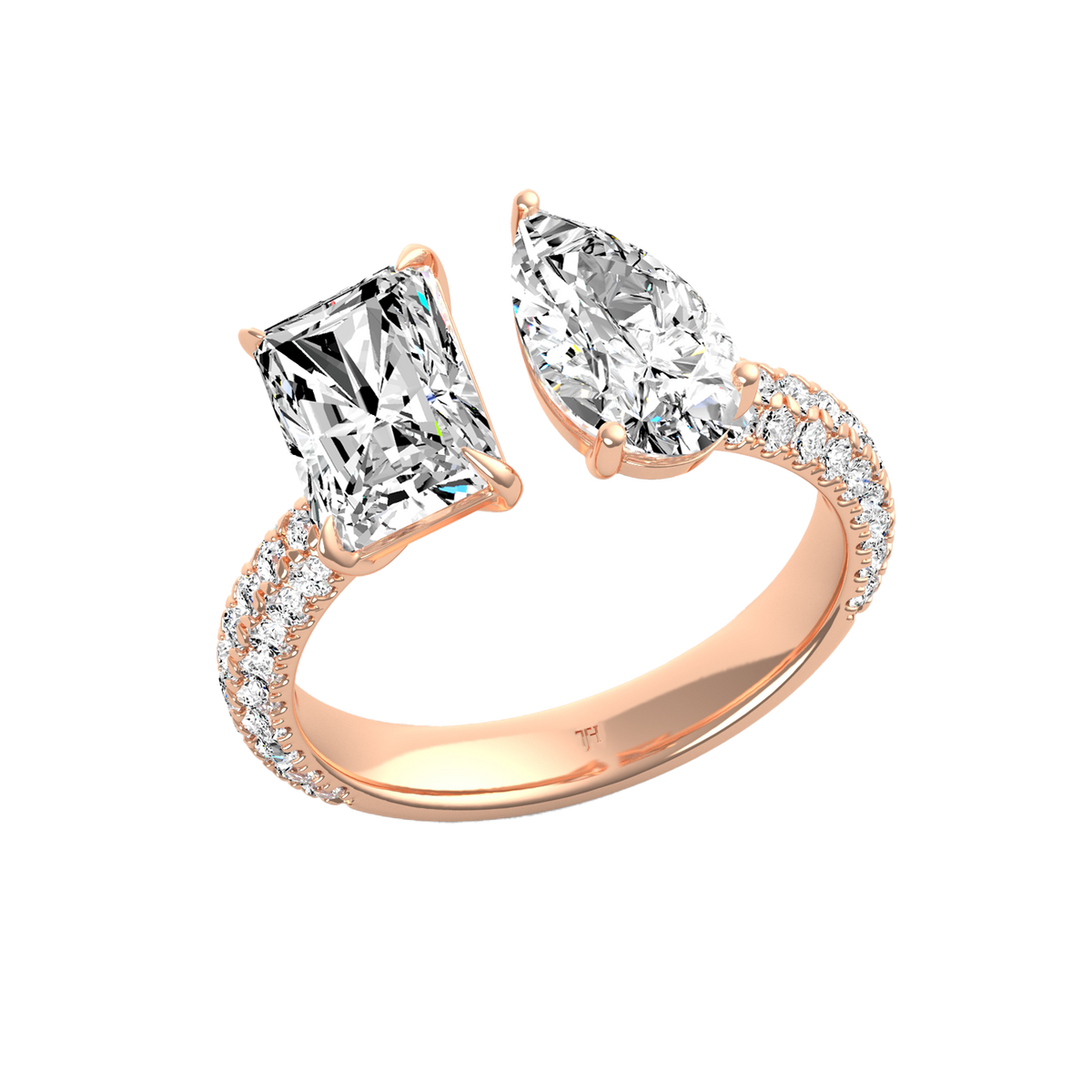 Toi et Moi Emerald & Pear Ring R-011