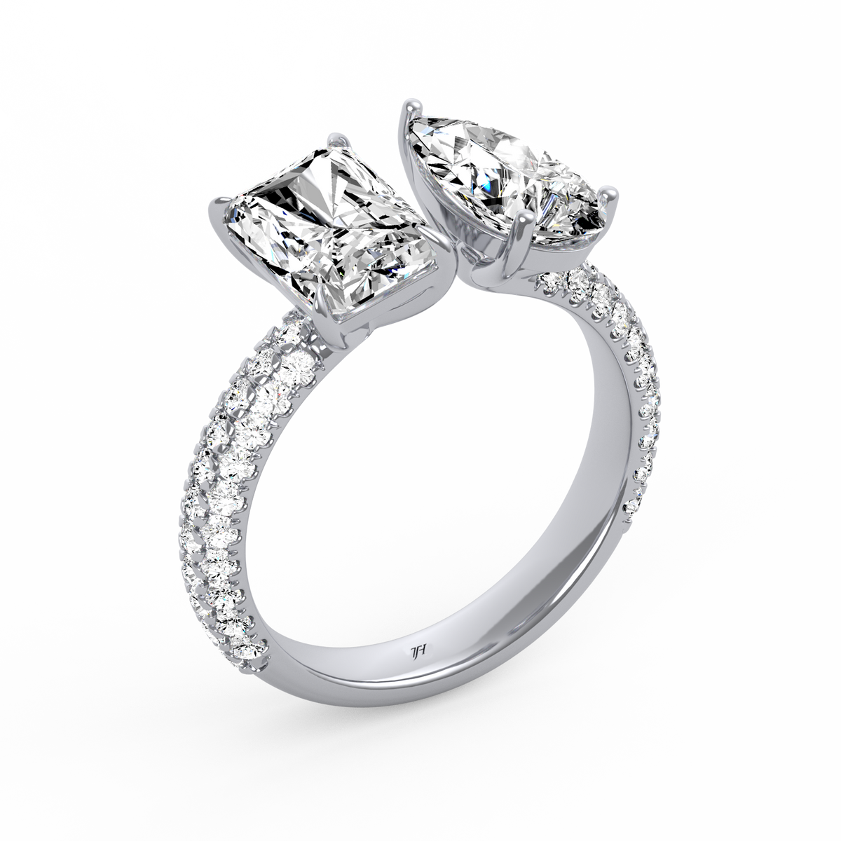 Toi et Moi Emerald & Pear Ring R-011