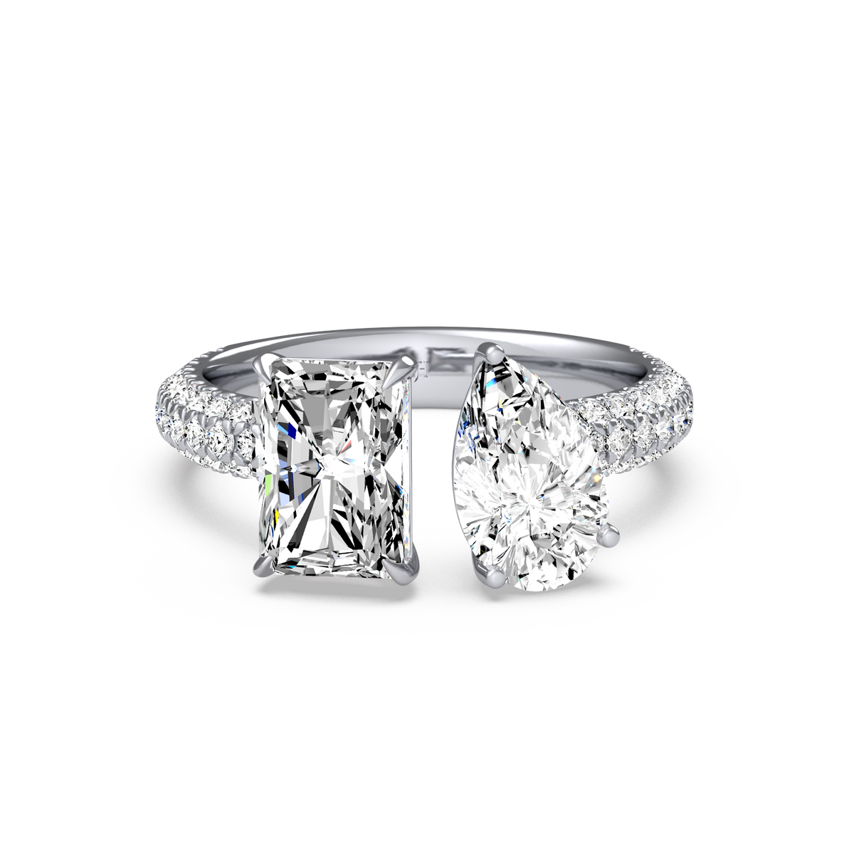 Toi et Moi Emerald & Pear Ring R-011