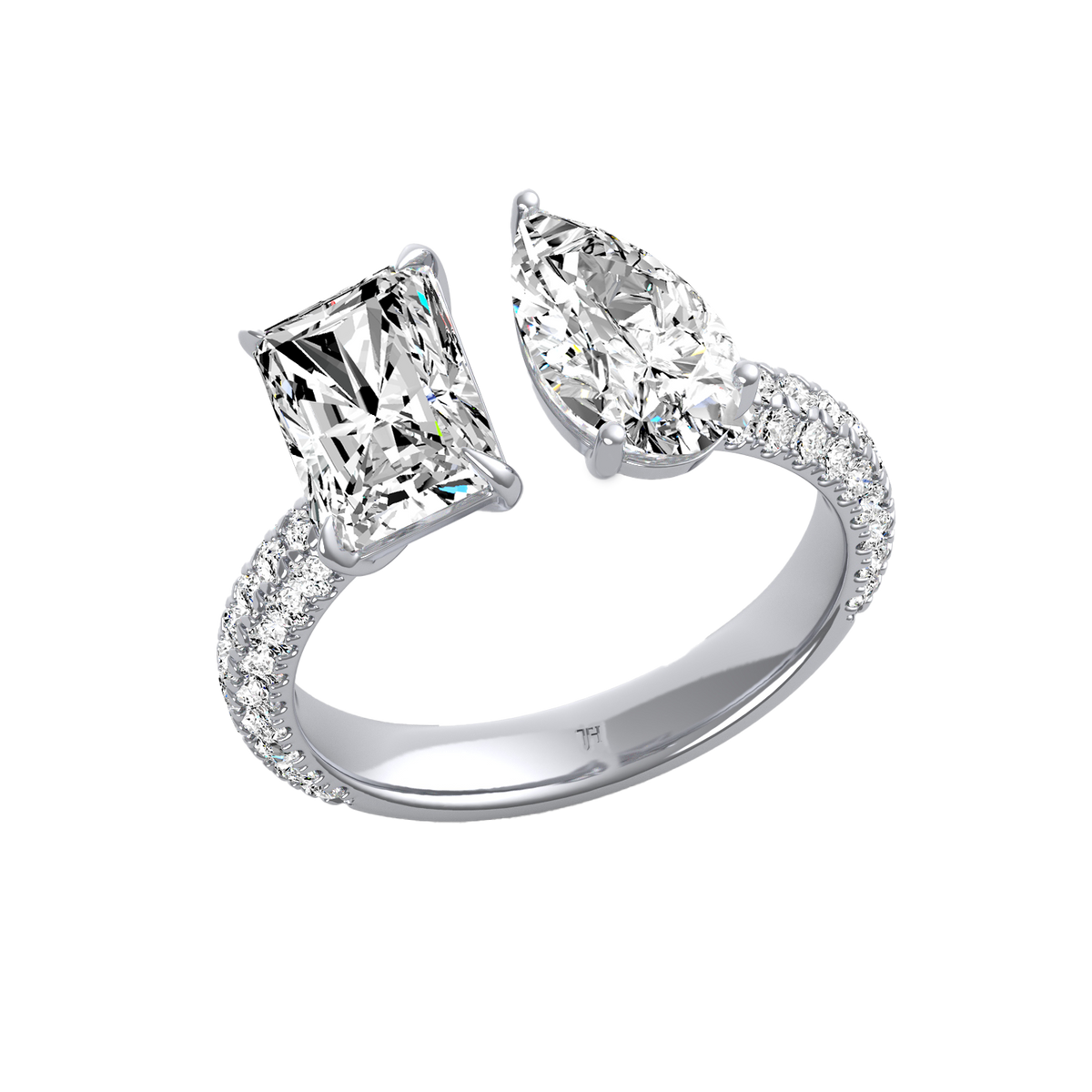 Toi et Moi Emerald & Pear Ring R-011