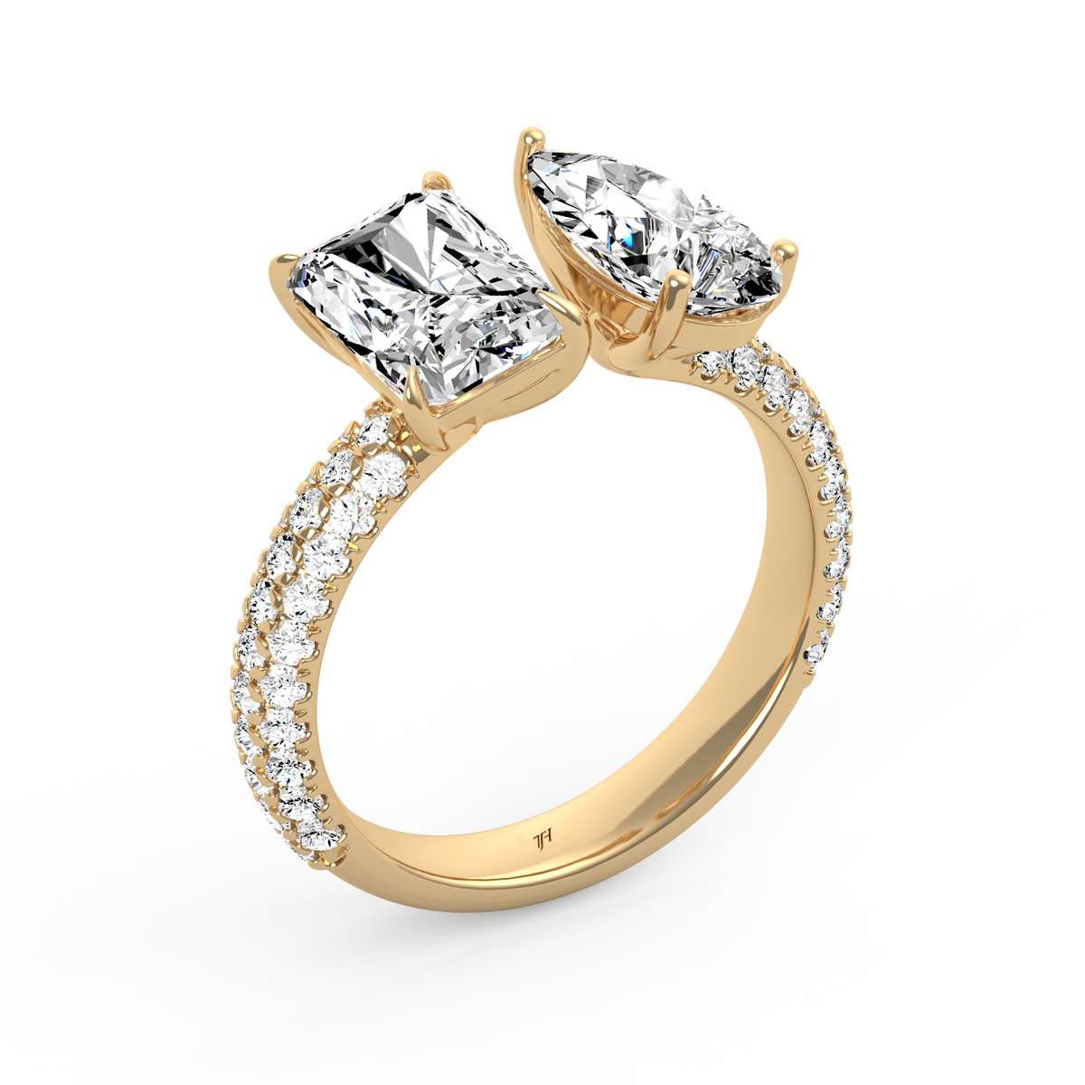 Toi et Moi Emerald & Pear Ring R-011