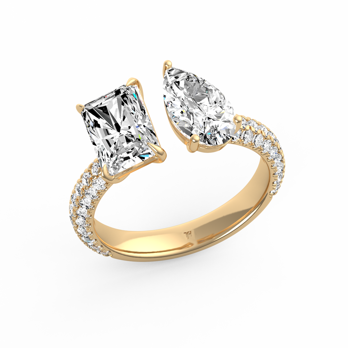 Toi et Moi Emerald & Pear Ring R-011