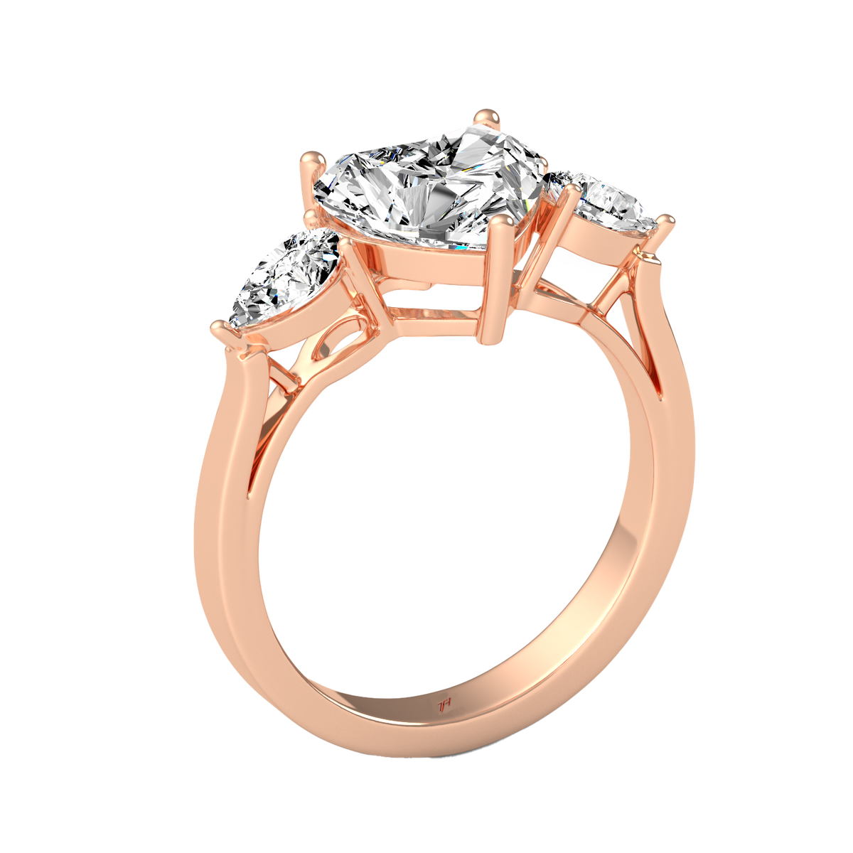 Heart 2ct Three Stone Ring R-029