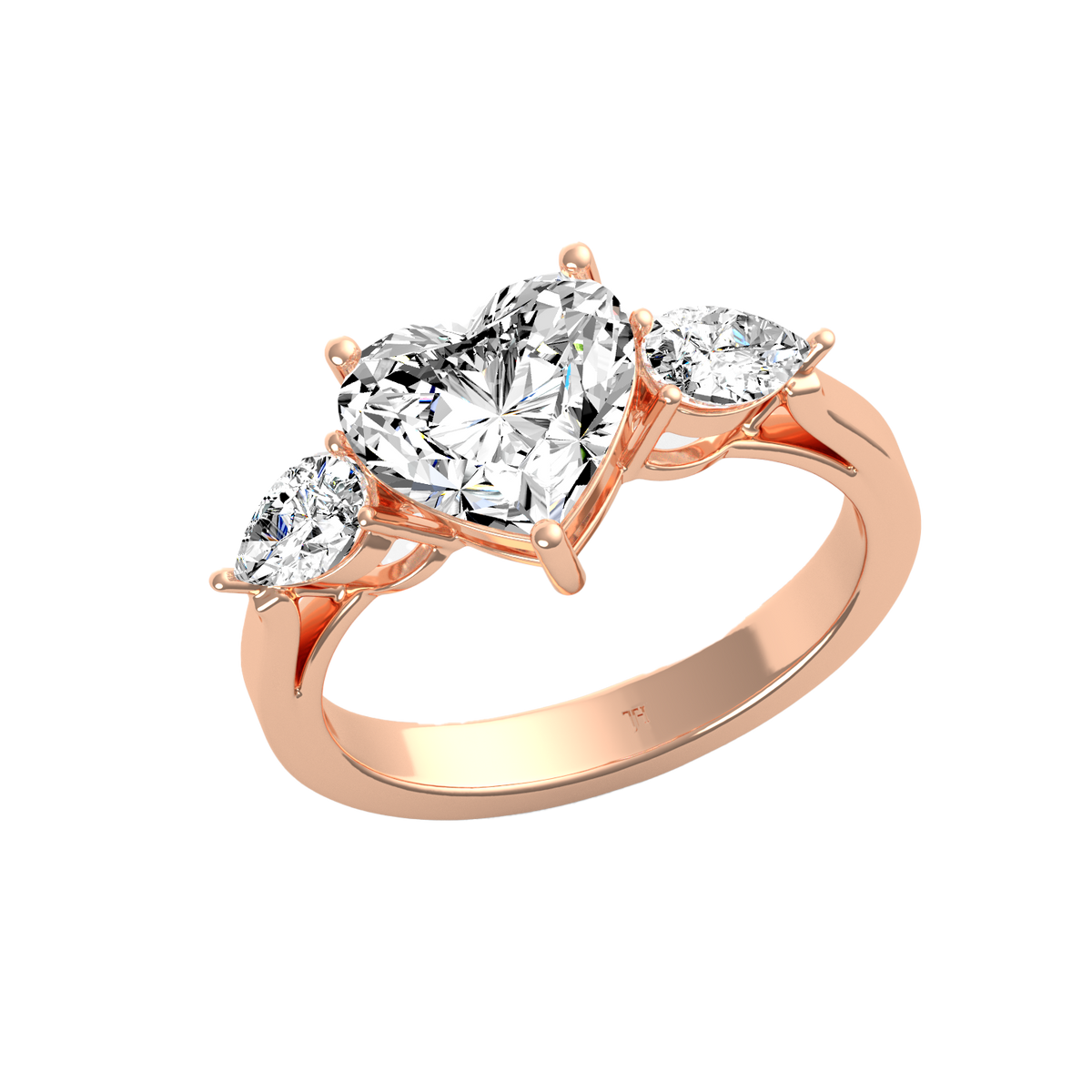 Heart 2ct Three Stone Ring R-029