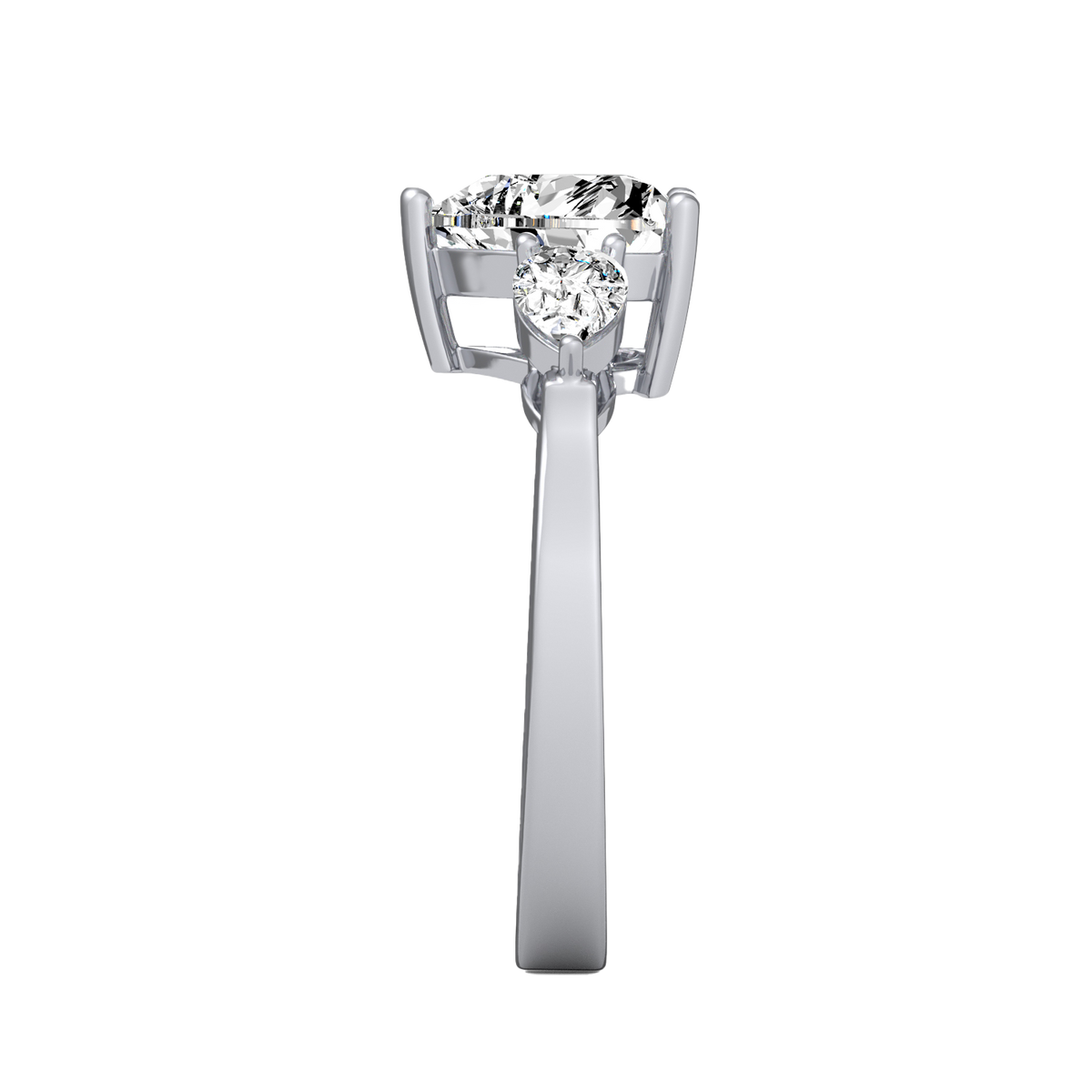 Heart 2ct Three Stone Ring R-029