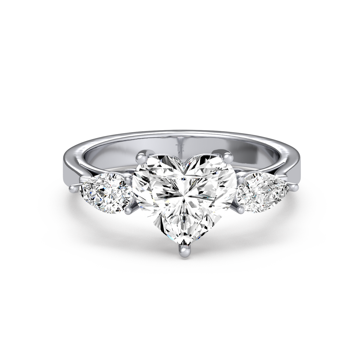 Heart 2ct Three Stone Ring R-029