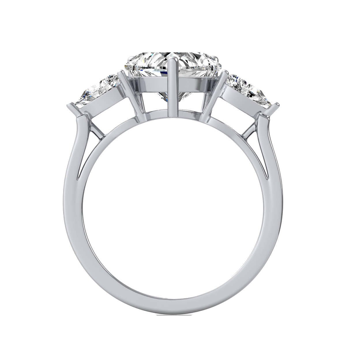Heart 2ct Three Stone Ring R-029