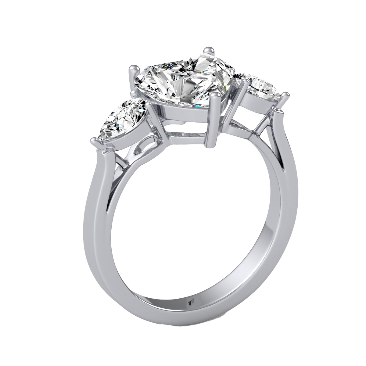 Heart 2ct Three Stone Ring R-029