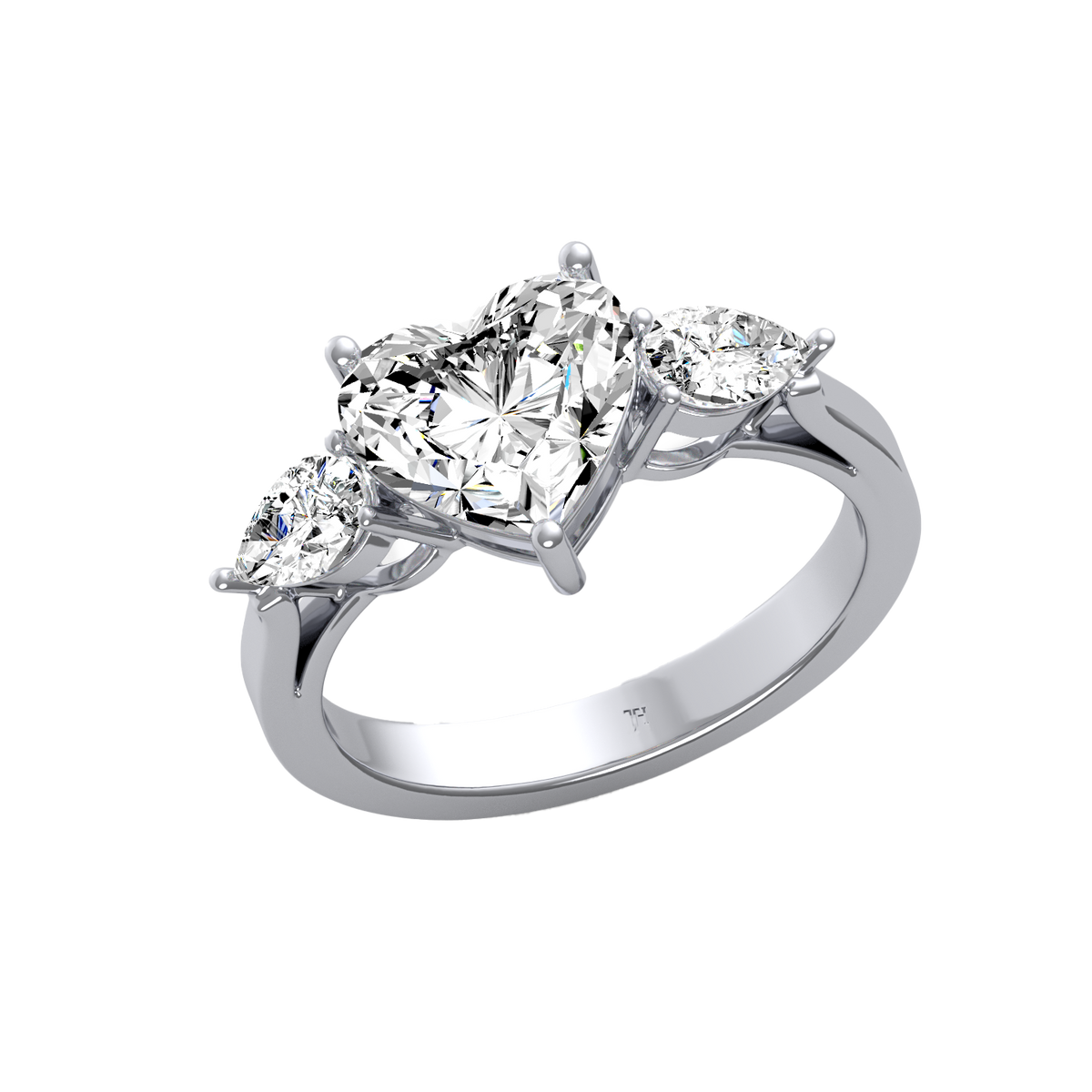 Heart 2ct Three Stone Ring R-029