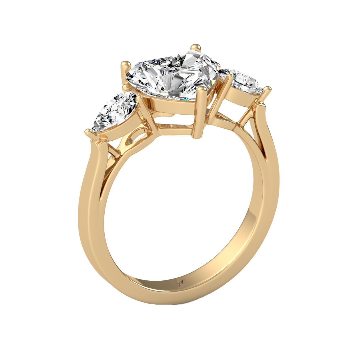 Heart 2ct Three Stone Ring R-029