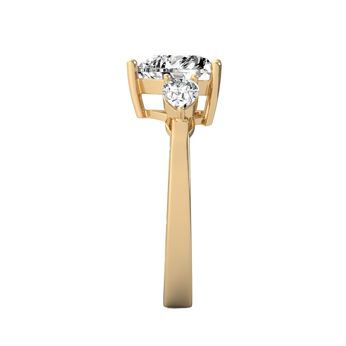 Heart 2ct Three Stone Ring R-029