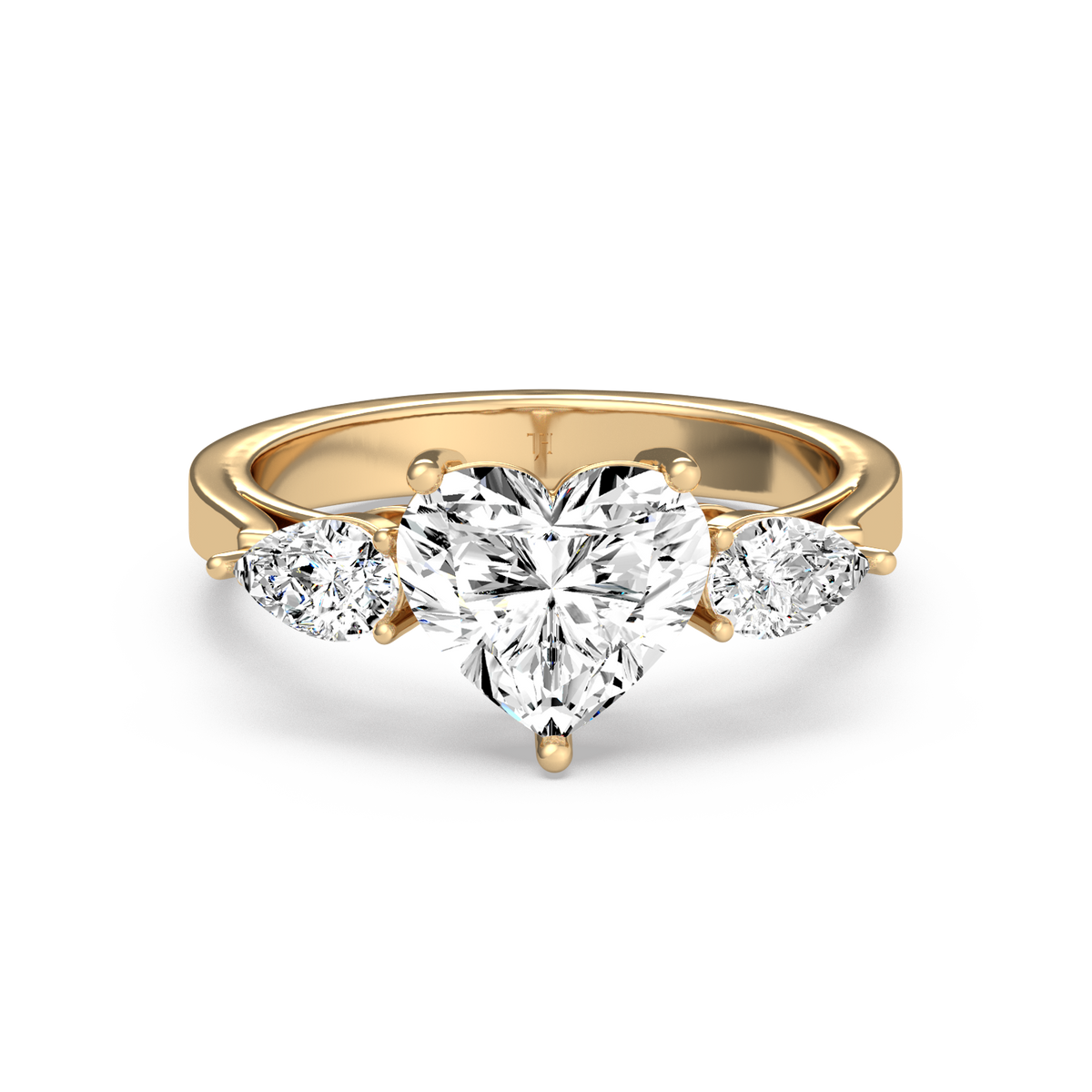 Heart 2ct Three Stone Ring R-029