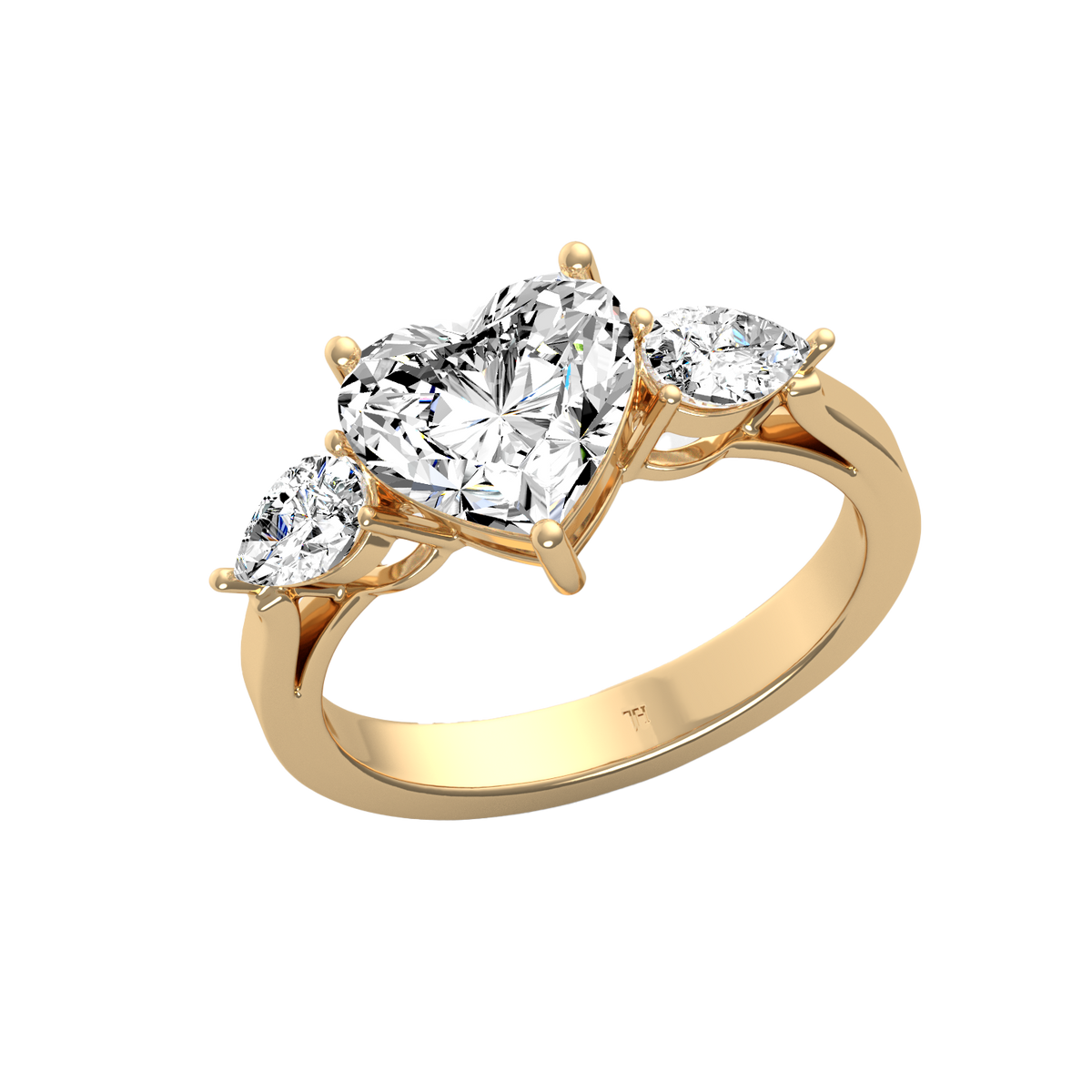 Heart 2ct Three Stone Ring R-029