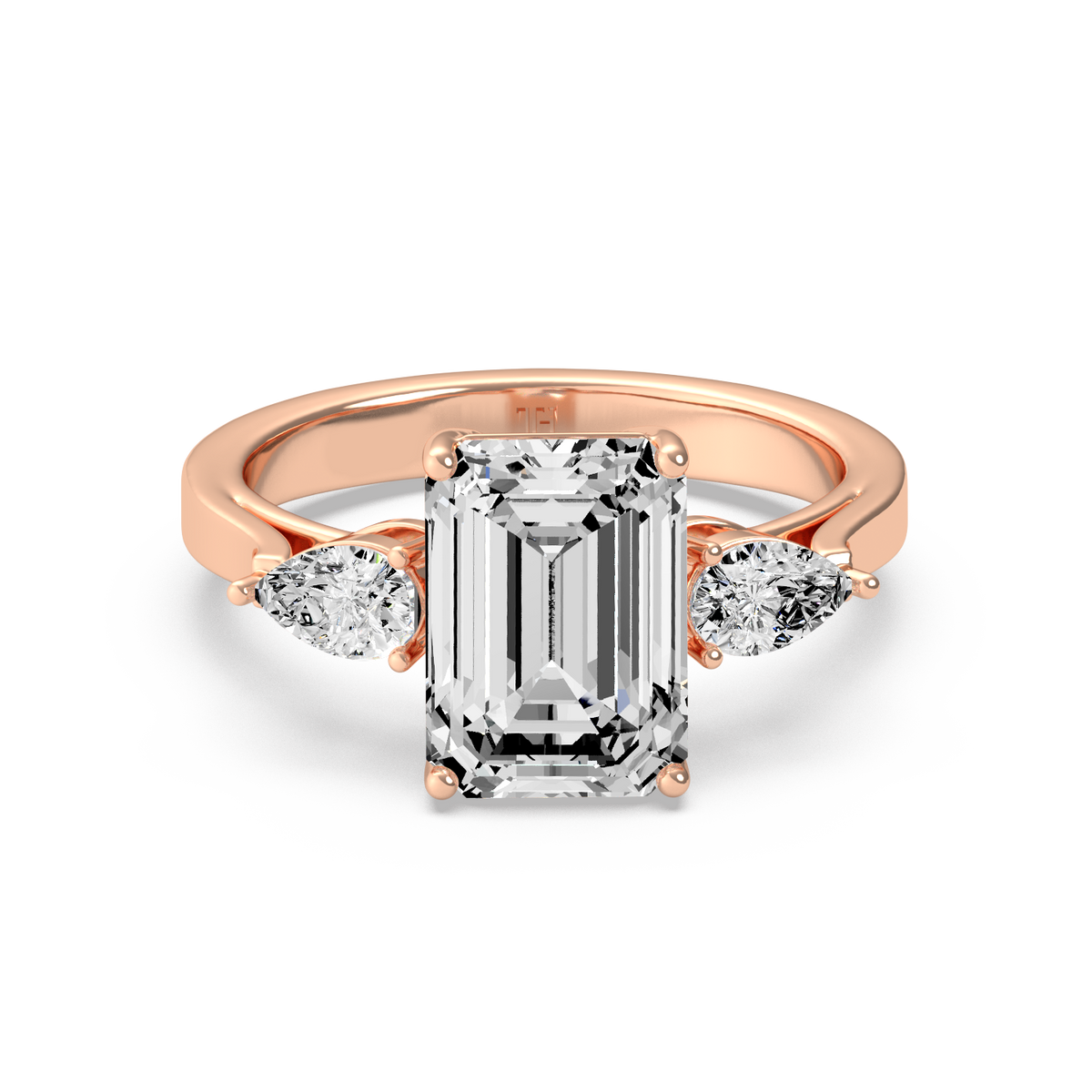 Emerald 4ct Three Stone Ring R-041