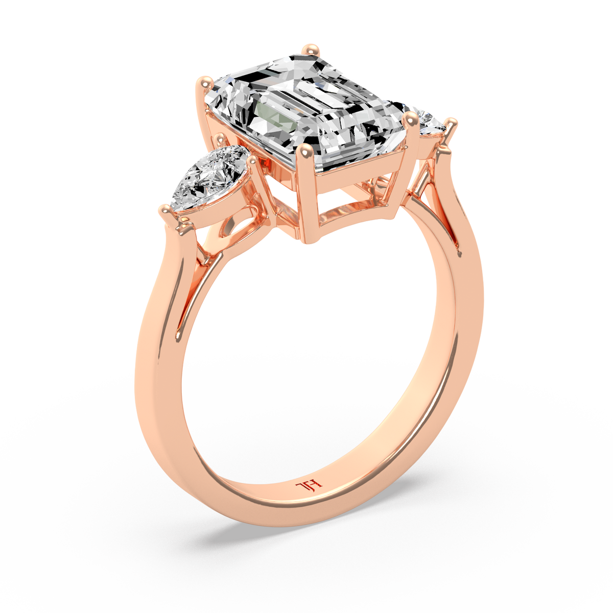 Emerald 4ct Three Stone Ring R-041