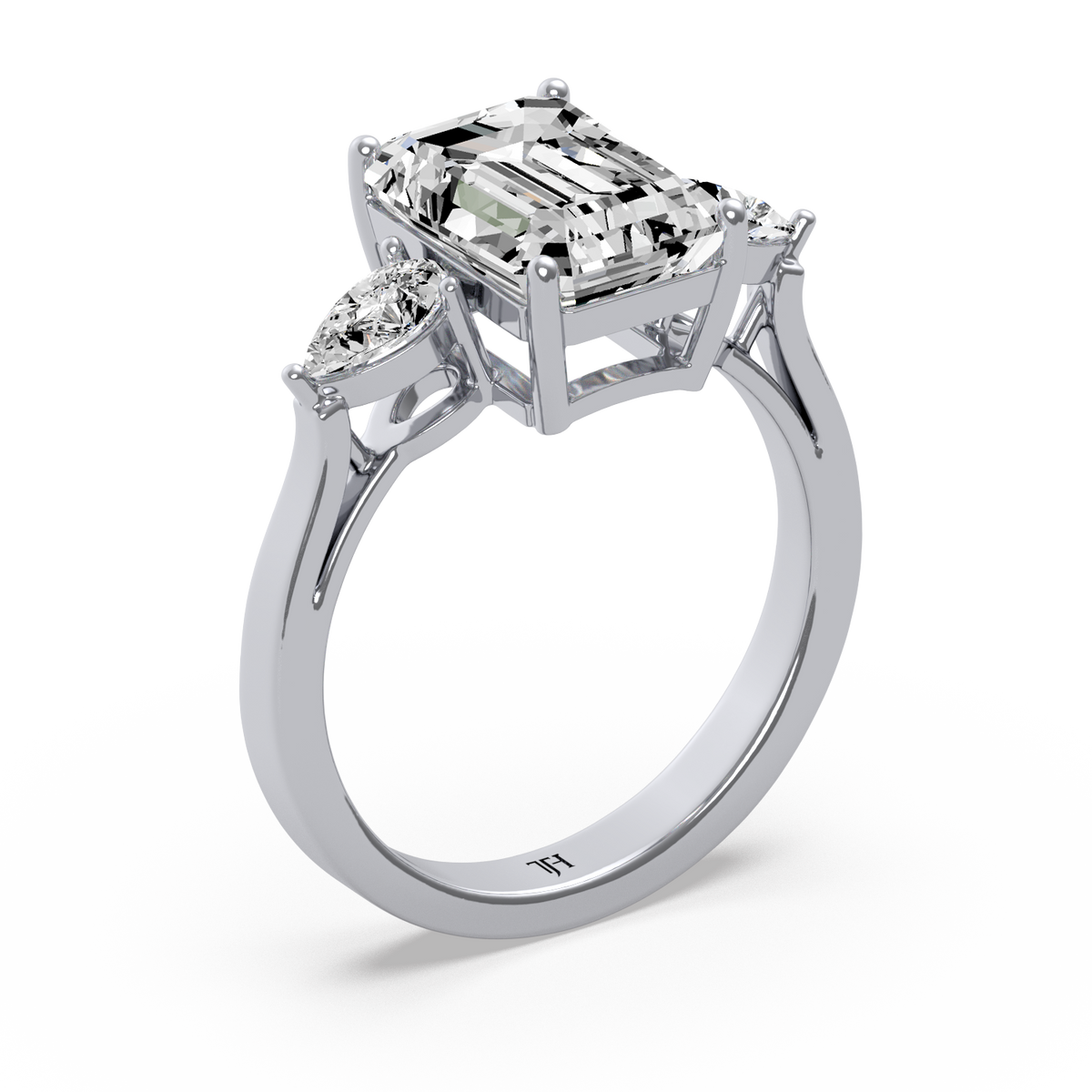 Emerald 4ct Three Stone Ring R-041