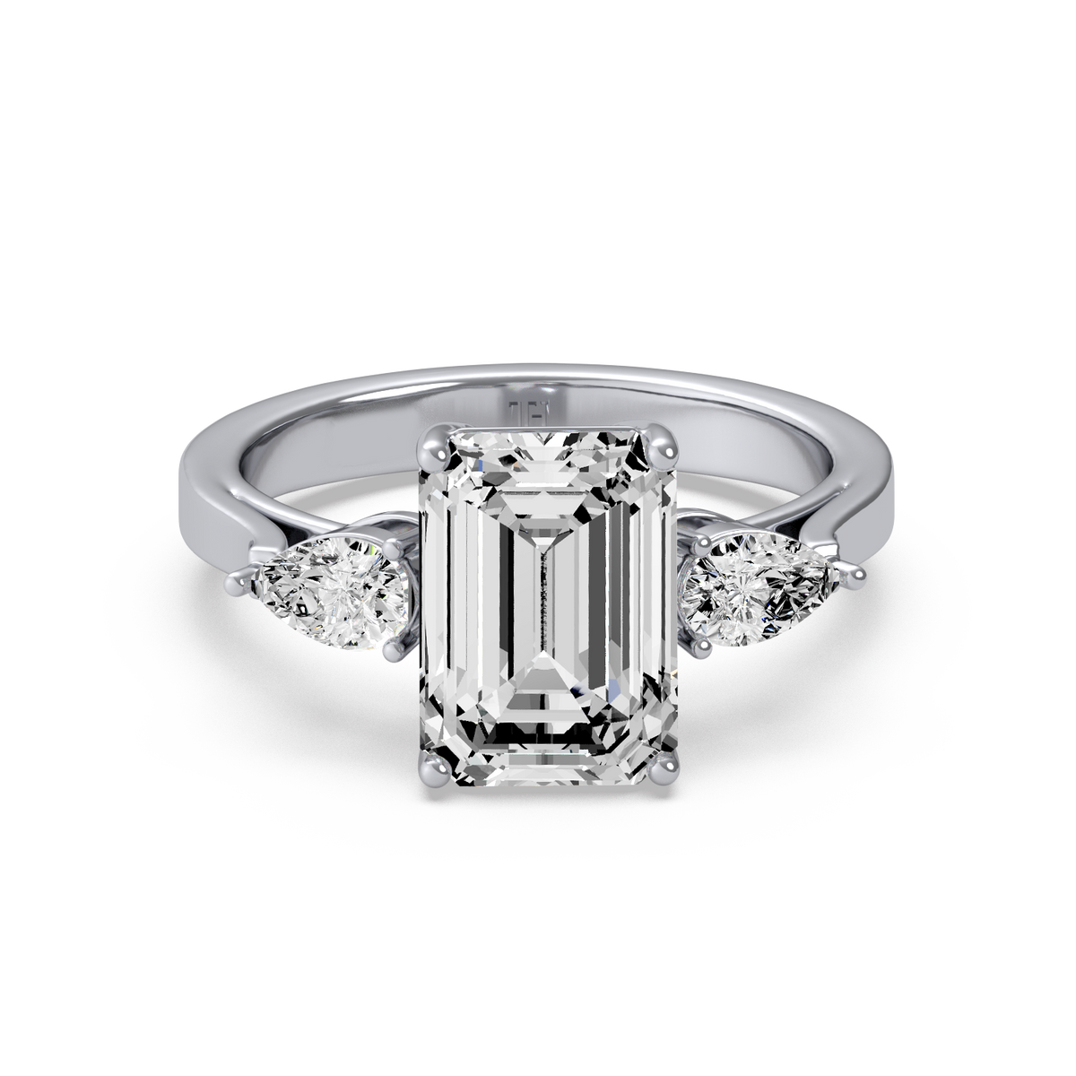 Emerald 4ct Three Stone Ring R-041
