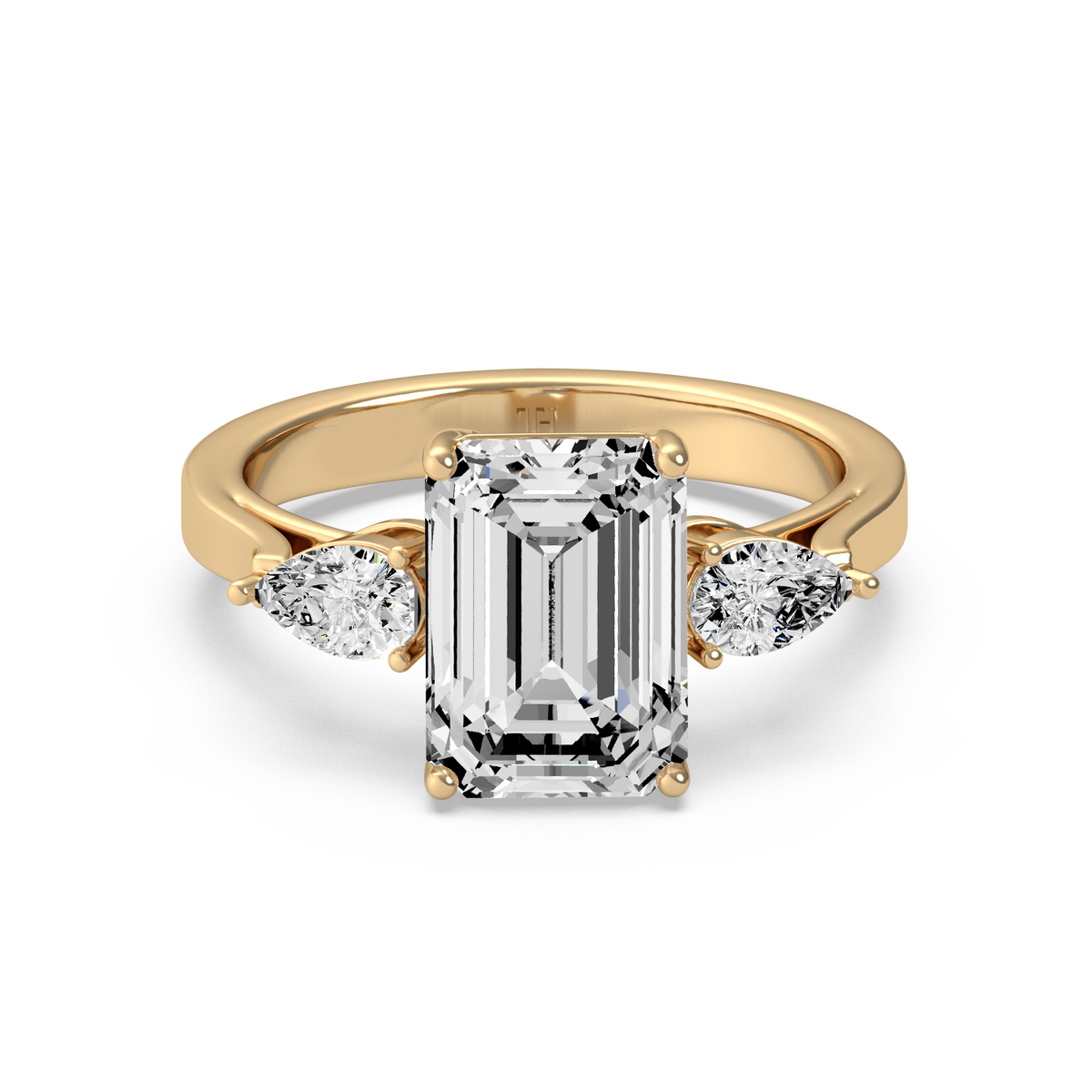Emerald 4ct Three Stone Ring R-041