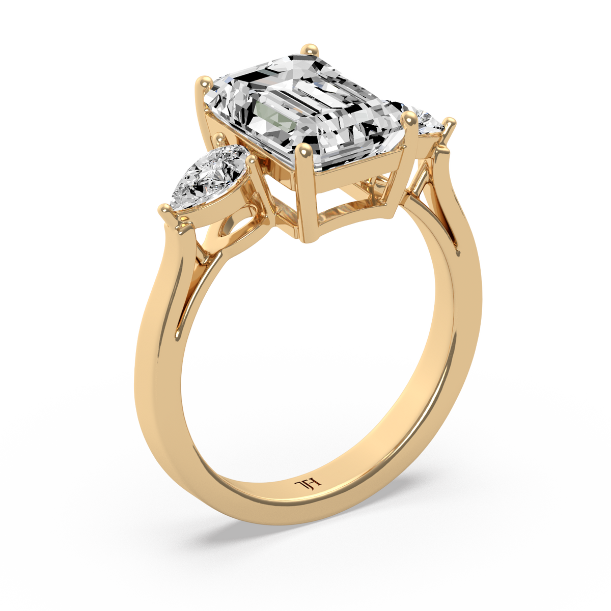 Emerald 4ct Three Stone Ring R-041