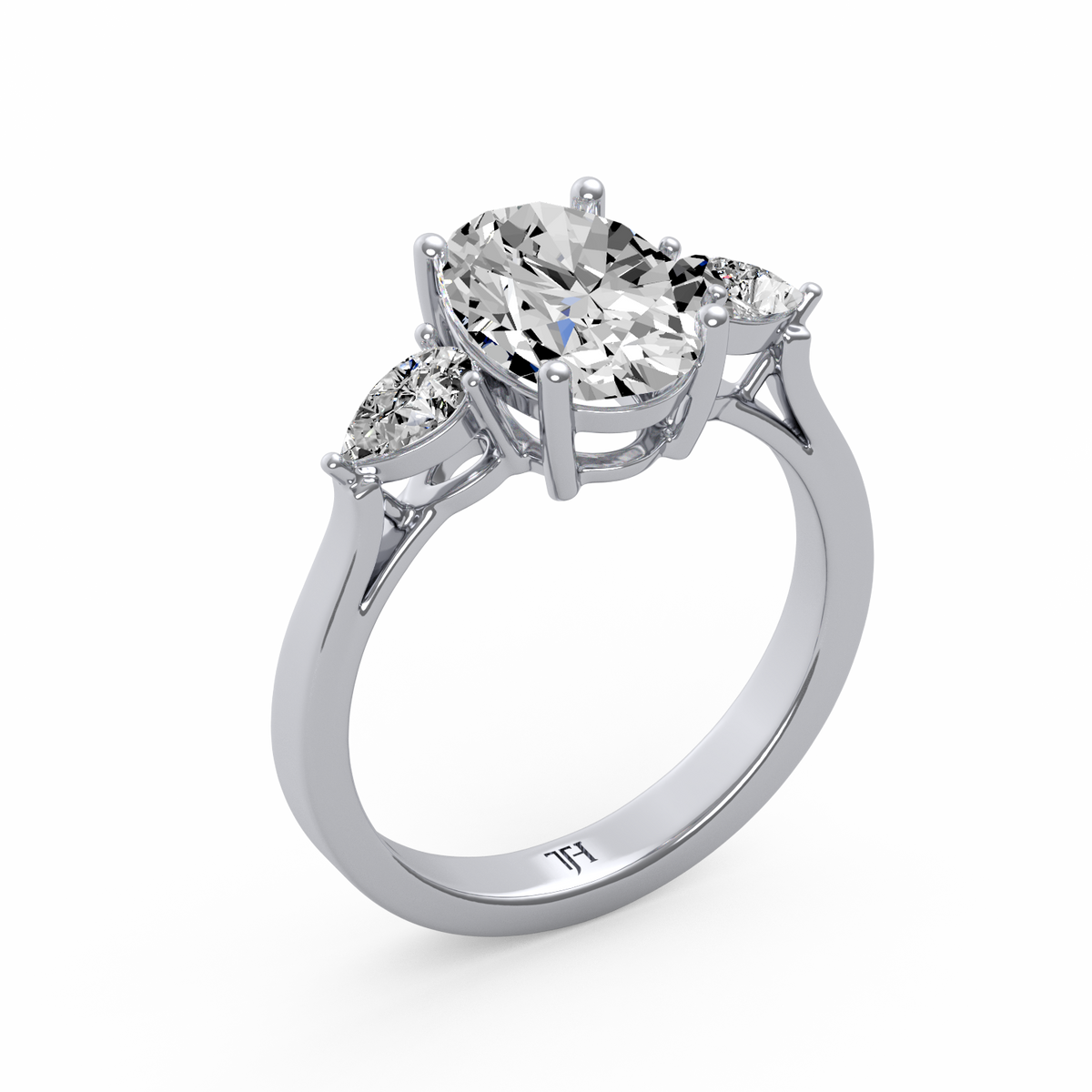 Oval 2ct Three Stone Ring R-185