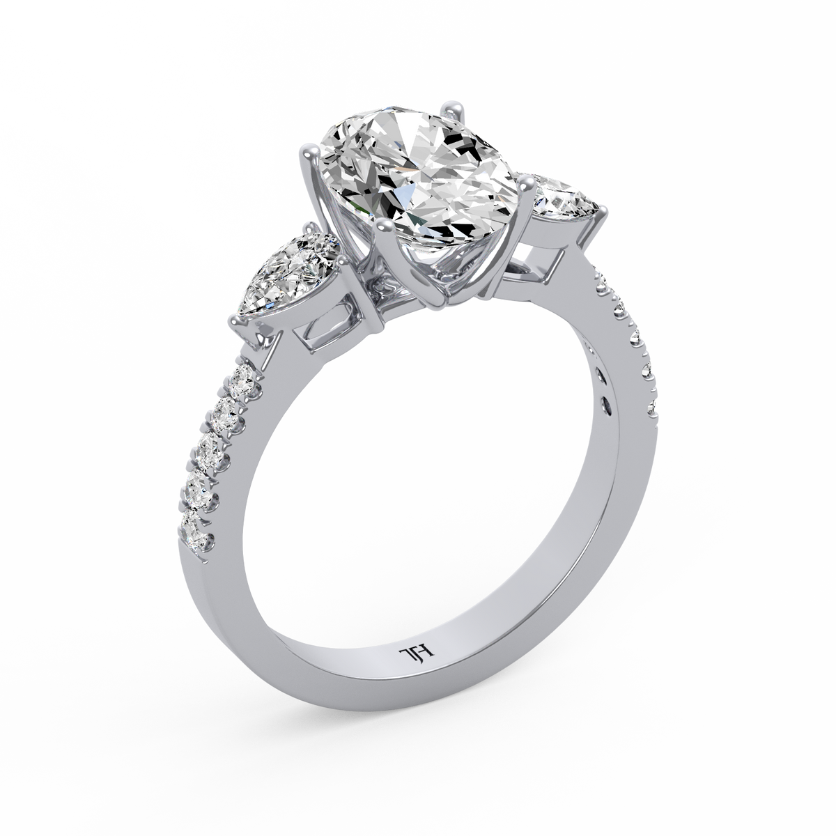 Emerald 2ct Three Stone Ring R-225