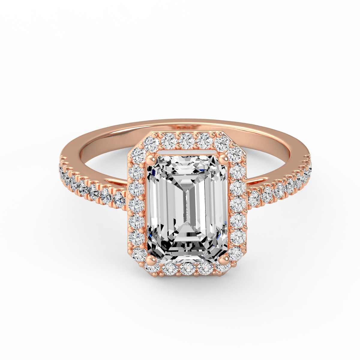 Emerald 3ct Halo Solitaire Ring R-493