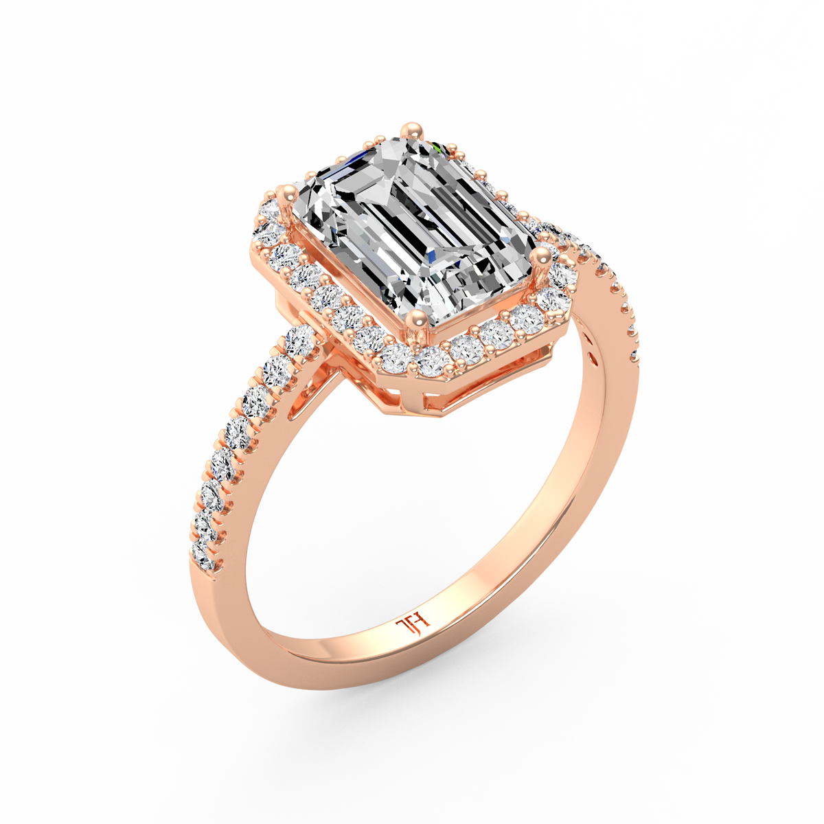 Emerald 3ct Halo Solitaire Ring R-493