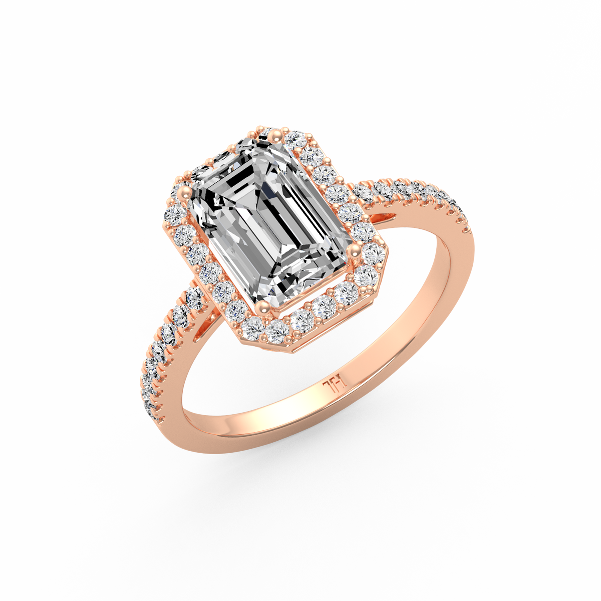 Emerald 3ct Halo Solitaire Ring R-493