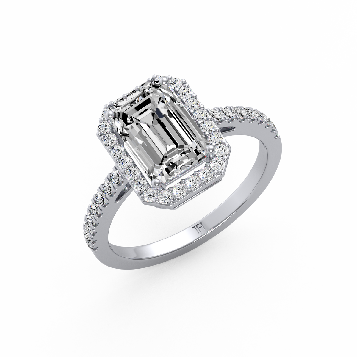 Emerald 3ct Halo Solitaire Ring R-493