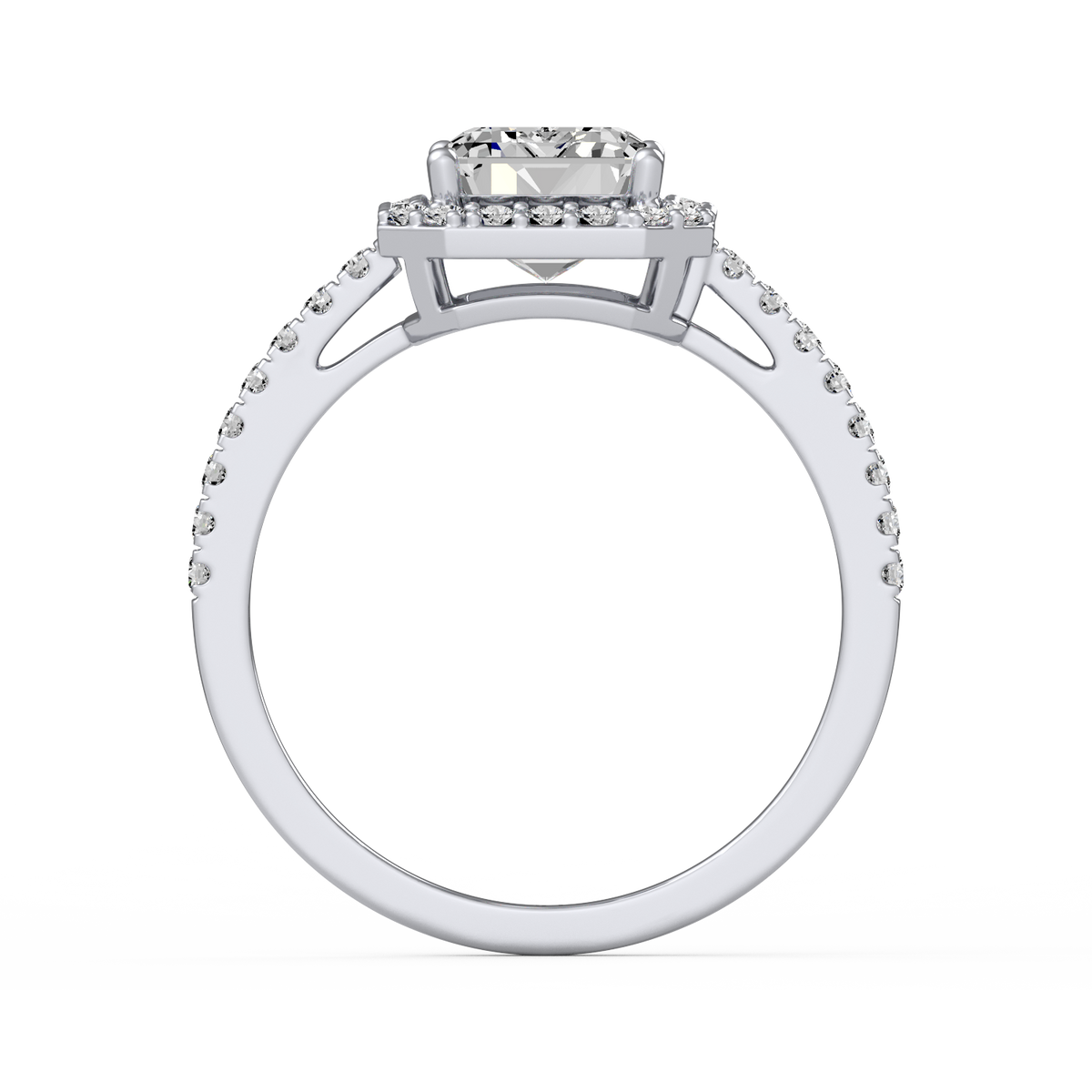 Emerald 3ct Halo Solitaire Ring R-493