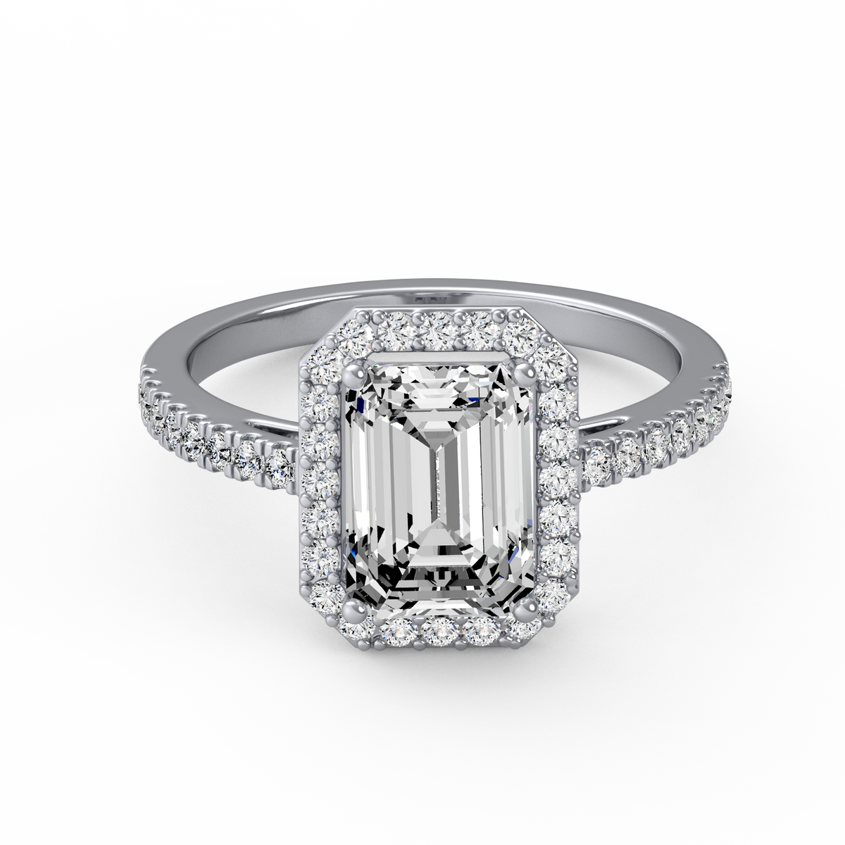 Emerald 3ct Halo Solitaire Ring R-493