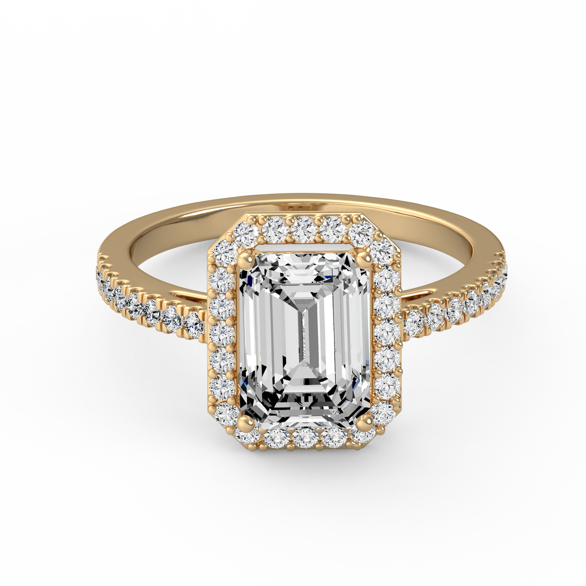 Emerald 3ct Halo Solitaire Ring R-493