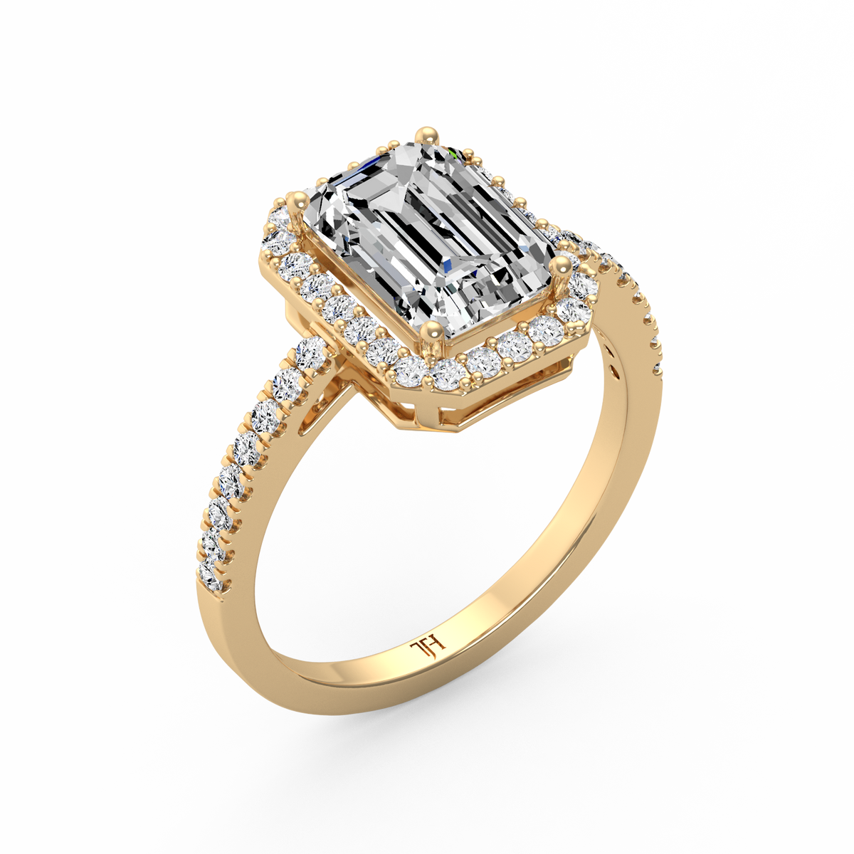 Emerald 3ct Halo Solitaire Ring R-493