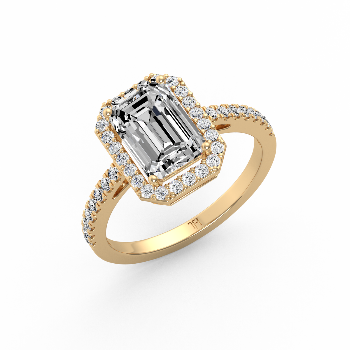 Emerald 3ct Halo Solitaire Ring R-493